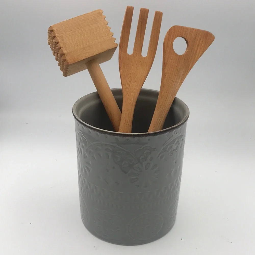 Dowan Grey Ceramic Porcelain Mandala Kitchen Utensil‎ Holder/Wine Chiller